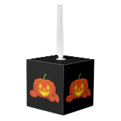 Ggloeiende Jack-o'-Lantern Pumpkin Kubus Ornament (Achter hoekig)