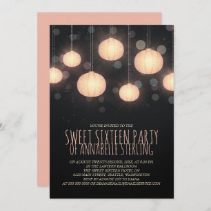 Ggloeiende Lantaarns Sweet Sixteen Party Invitatio Kaart