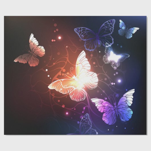 Ggloeiende nachtvlinders cadeaupapier (Vlak)