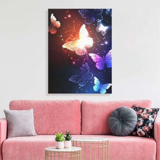 Ggloeiende nachtvlinders canvas afdruk (Insitu (Woonkamer))