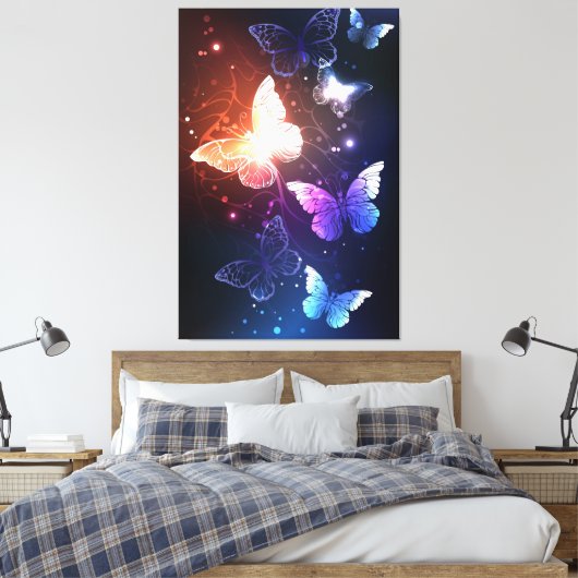 Ggloeiende nachtvlinders canvas afdruk (Insitu (Slaapkamer))