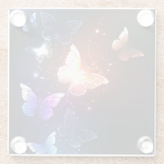 Ggloeiende nachtvlinders glazen onderzetter (Achterkant)