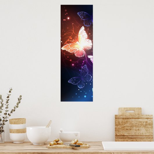 Ggloeiende nachtvlinders poster (Keuken)