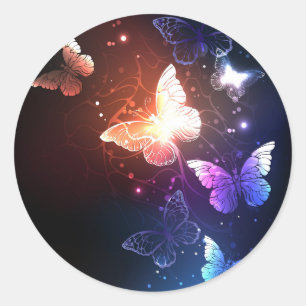 Ggloeiende nachtvlinders ronde sticker