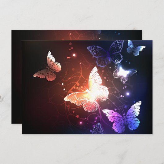 Ggloeiende nachtvlinders save the date (Voorkant / Achterkant)