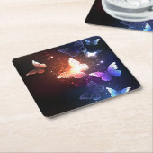 Ggloeiende nachtvlinders vierkante kartonnen onderzetter (Schuin)