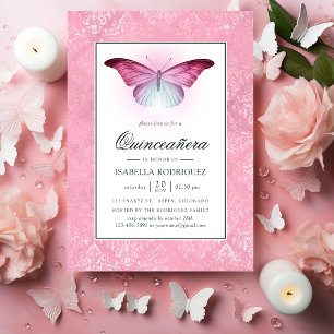 Ggloeiroze Butterfly Quinceañera Kaart