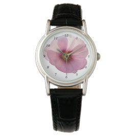 Ggloing Pink Hollyhock Flower Horloge