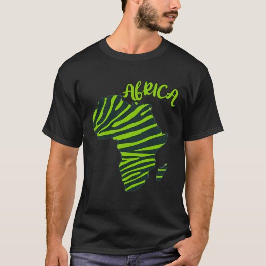 GGT Zebra Groen Gestreept Continent Afrika T-shirt (Voorkant)
