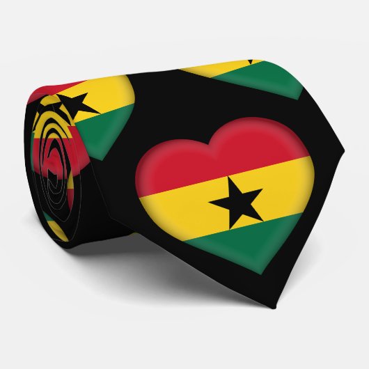 Ghana Drapeau couleurs Motif de coeur Cravate (Roulé)