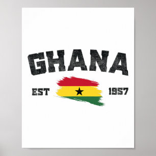 Ghana Est. 1957 Ghanese vlag Onafhankelijkheidsdag Poster