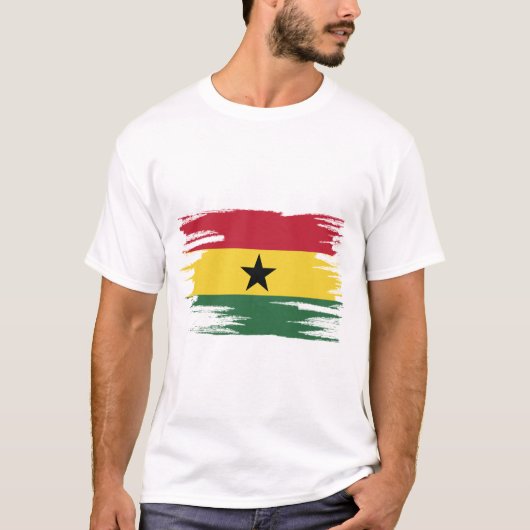 Ghana Flag Brush Art T-shirt (Voorkant)