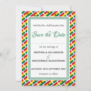 GHANA FLAG Gepersonaliseerd Schrift Stijlvol Ghane Save The Date