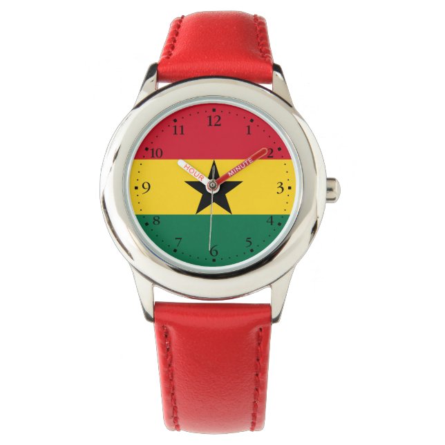 Ghana Flag Horloge (Voorkant)