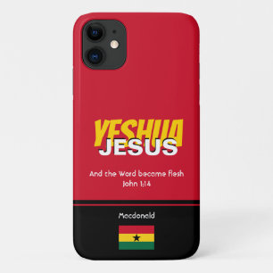 Ghana Flag JESUS YESHUA Scripts gepersonaliseerd iPhone 11 Hoesje
