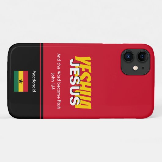 Ghana Flag JESUS YESHUA Scripts gepersonaliseerd Case-Mate iPhone Case (Achterkant (horizontaal))