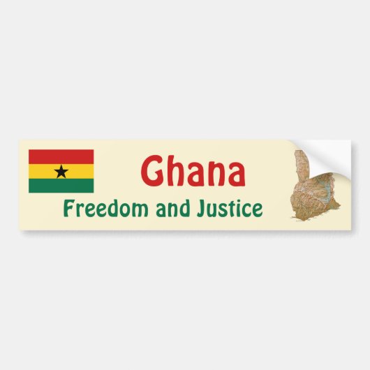 Ghana Flag + Map Bumpersticker (Voorkant)