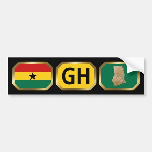 Ghana Flag Map Code Bumpersticker (Voorkant)
