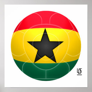 Ghana - Football met zwarte sterren Poster