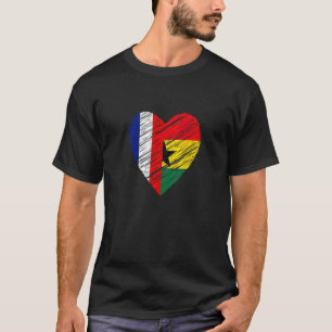 Ghana France Heart Franse vlag Ghanaian Flag Love T-shirt