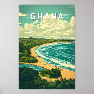 Ghana Illustratie Reis Kunst Vintage Poster