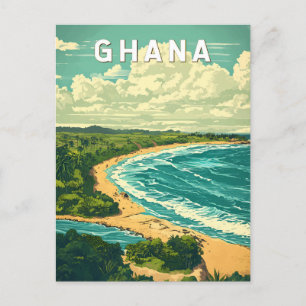 Ghana Illustration Travel Art Vintage Briefkaart