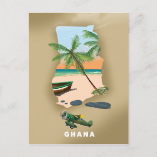 Ghana kaart geïllustreerde reisposter.