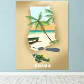 Ghana kaart illustreerde reisposter. canvas afdruk (Insitu (Houten vloer))