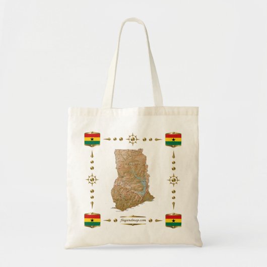 Ghana Map + Flags Bag Tote Bag (Voorkant)