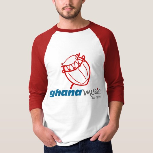 Ghana Music.com Basic 3/4 Sleeve Raglan T-shirt (Voorkant)