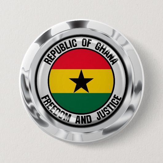 Ghana Round Emblem Ronde Button 7,6 Cm (Voorkant)