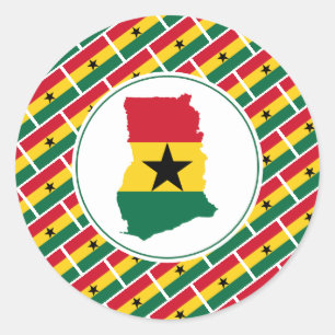 GHANA VLAG Ghanees Kaart Stijlvol Patriottisch Ronde Sticker