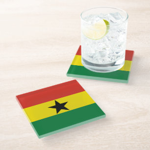 Ghana vlag glazen onderzetter