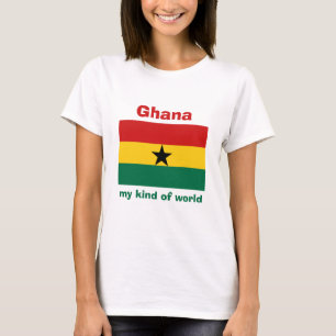Ghana Vlag + Kaart + Tekst T-shirt