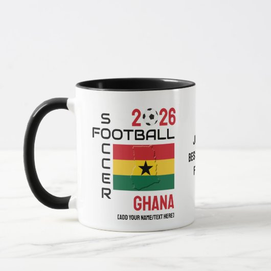 GHANA Voetbal Football Custom 2026 ELK JAAR Mok (Links)