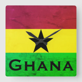 Ghana (West-Afrika) Vlag Vierkante Klok