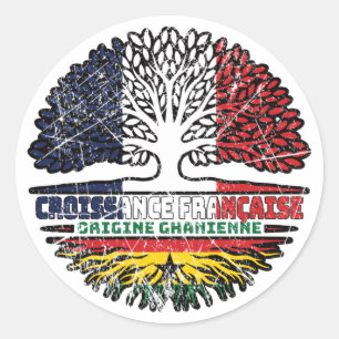 Ghanaian French France Tree Roots Flag Ronde Sticker