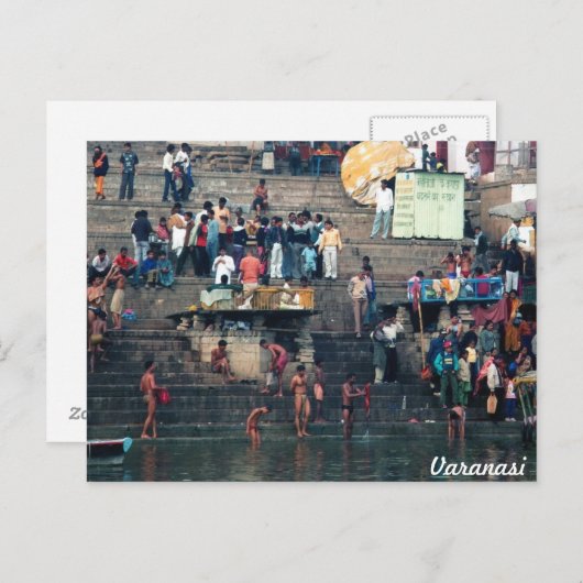 Ghats de Varanasi, carte postale (Devant / Derrière)