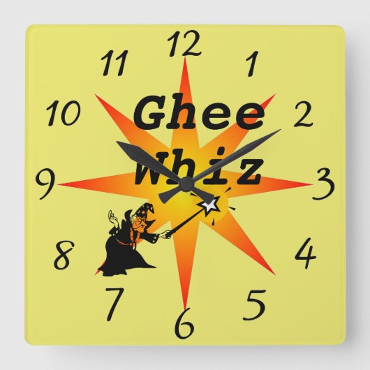 Ghee Whiz Wall Clock Vierkante Klok (Voorkant)