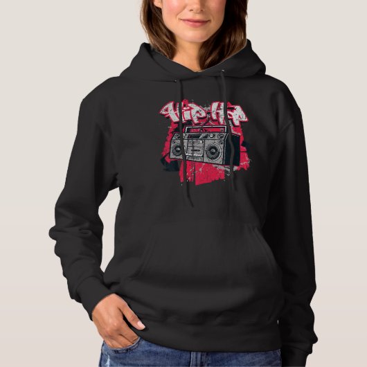 Ghetto Blaster 80's 90's Party Hip Hip Rap R&b Vin Hoodie (Voorkant)