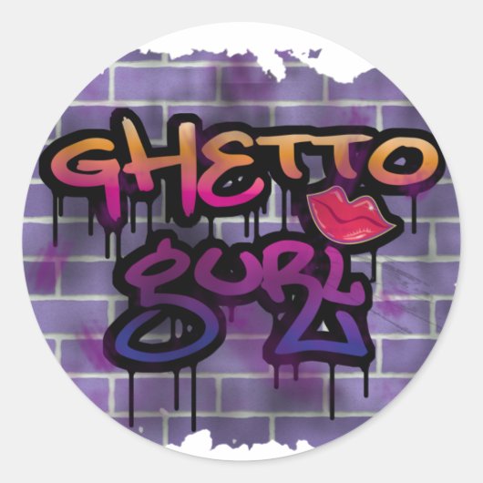 Ghetto Gurl (meisje) graffiti ontwerp Ronde Sticker (Voorkant)