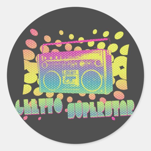 Ghetto Superstar Ronde Sticker (Voorkant)