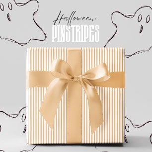 Ghost Ale Geel en Wit Pinstripe Halloween Cadeaupapier