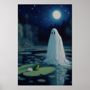 Ghost and Frog Kunstprint Moeras Maneschijn Olie Poster