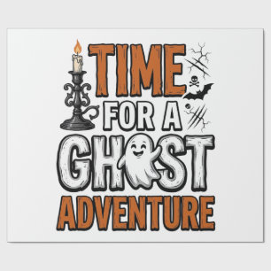 Ghost Avontuur Halloween Vintage Typografie Ontwer Cadeaupapier