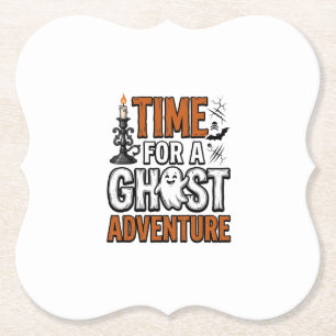 Ghost Avontuur Halloween Vintage Typografie Ontwer Kartonnen Onderzetters