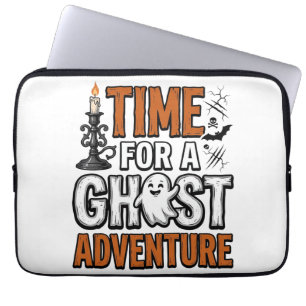 Ghost Avontuur Halloween Vintage Typografie Ontwer Laptop Sleeve