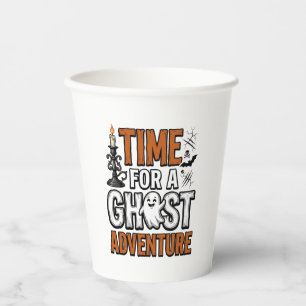 Ghost Avontuur Halloween Vintage Typografie Ontwer Papieren Bekers