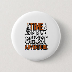 Ghost Avontuur Halloween Vintage Typografie Ontwer Ronde Button 5,7 Cm