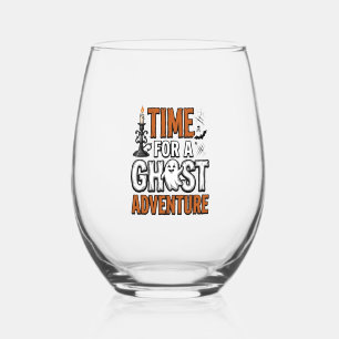 Ghost Avontuur Halloween Vintage Typografie Ontwer Wijnglas Zonder Voet